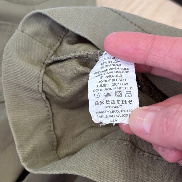 PrAna Pants 8 Green Nylon Stretch Low Rise Hiking Climbing Utility GORP Olive - Picture 13 of 13